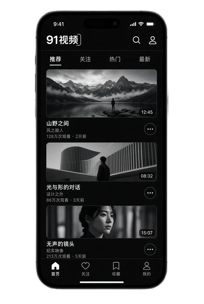 91视频APP界面展示